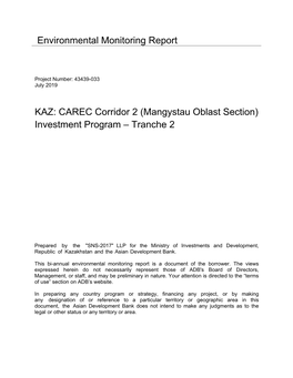 Mangystau Oblast Section) Investment Program – Tranche 2