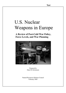 U.S. Nuclear Weapons in Europe