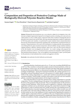 Composition and Properties of Protective Coatings Made of Biologically-Derived Polyester Reactive Binder