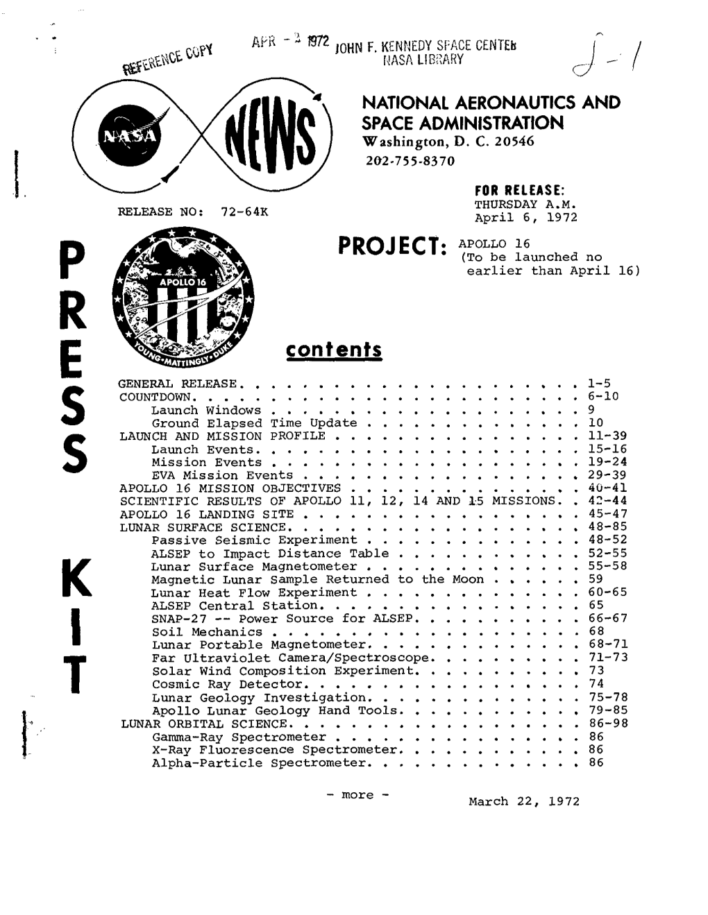 Apollo 16 Press