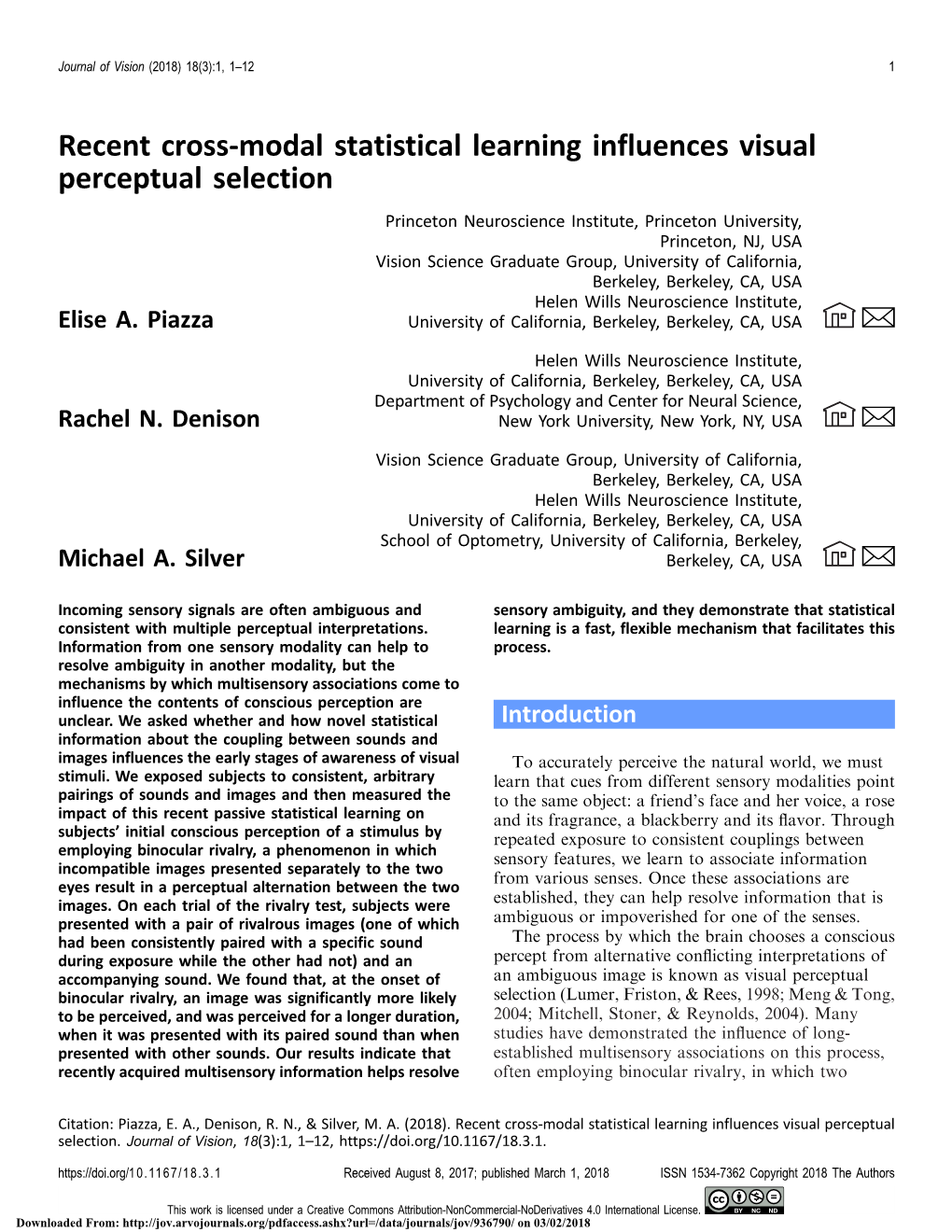 Rapid Cross-Modal Statistical Learning Influences Visual Perceptual