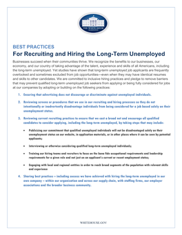 For Recruiting and Hiring the Long-Term Unemployed Businesses Succeed When Their Communities Thrive