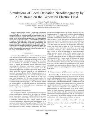 Simulations of Local Oxidation Nanolithography by AFM Based on the Generated Electric Field