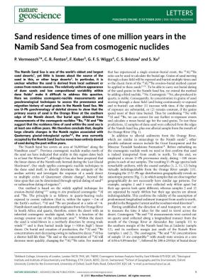 Sand Residence Times of One Million Years in the Namib Sand Sea from Cosmogenic Nuclides