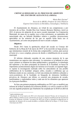 El Proceso De Adopción Del Escudo De Alesanco (La Rioja)