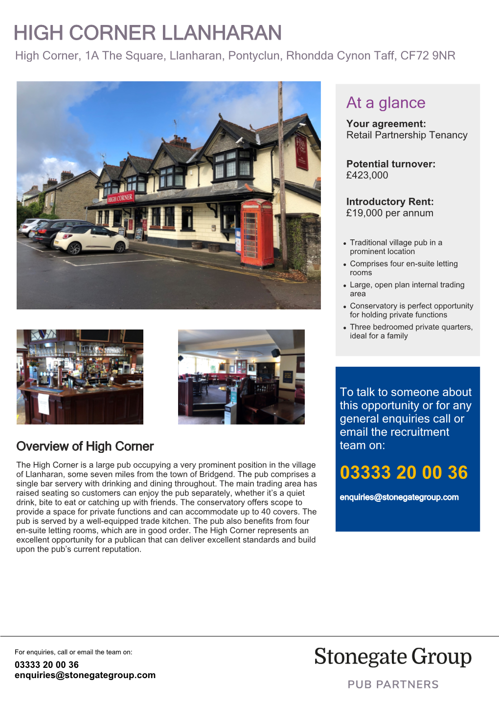 HIGH CORNER LLANHARAN High Corner, 1A the Square, Llanharan, Pontyclun, Rhondda Cynon Taff, CF72 9NR