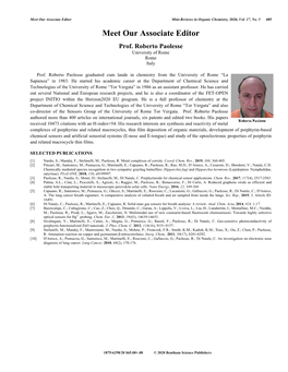 Meet Our Associate Editor Mini-Reviews in Organic Chemistry, , Vol
