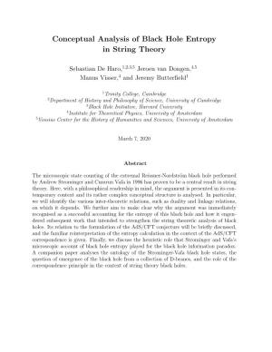 Conceptual Analysis of Black Hole Entropy in String Theory
