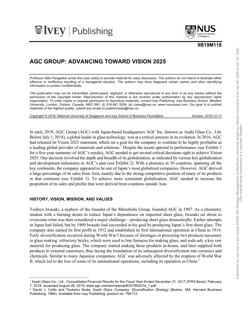 Agc Group: Advancing Toward Vision 2025