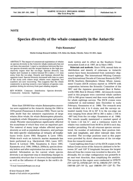 Species Diversity of the Whale Community in the Antarctic