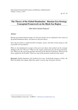 The Theory of the Global Domination - Russian Geo-Strategy Conceptual Framework on the Black Sea Region