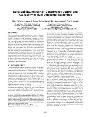 Concurrency Control and Availability in Multi-Datacenter Datastores
