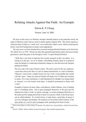 Refuting Attacks Against Our Faith: an Example