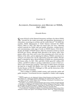 Accidents, Engineering, and History at Nasa, 1967-2003