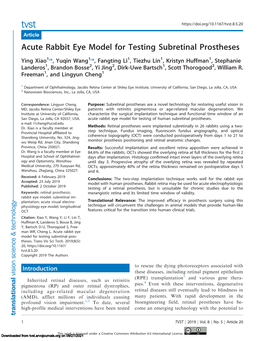 Acute Rabbit Eye Model for Testing Subretinal Prostheses