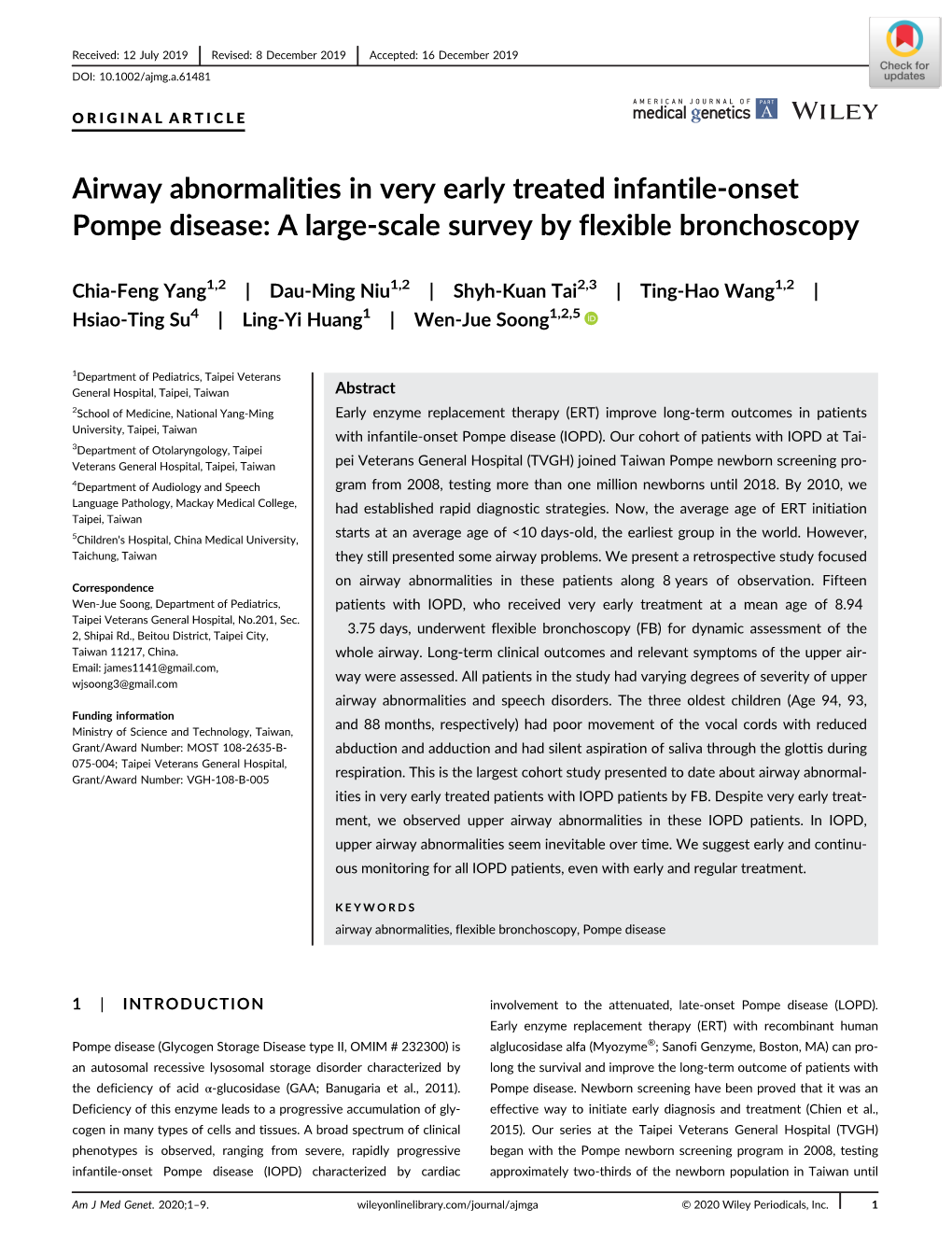 Airway Abnormalities in Very Early Treated Infantile‐Onset Pompe