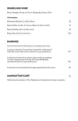 Sparkling Wine Pairings Manhattan Cart