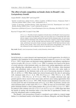 The Effect of Male Competition on Female Choice in Brandt's Vole