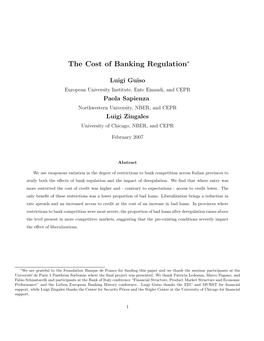 The Cost of Banking Regulation∗