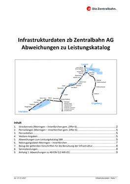 Infrastrukturdaten Zb Zentralbahn AG Abweichungen Zu Leistungskatalog