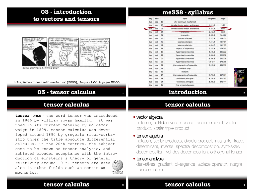 03 - Introduction Me338 - Syllabus to Vectors and Tensors