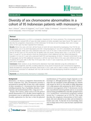 Diversity of Sex Chromosome Abnormalities in a Cohort of 95