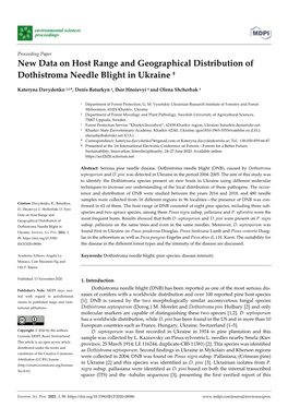 New Data on Host Range and Geographical Distribution of Dothistroma Needle Blight in Ukraine †