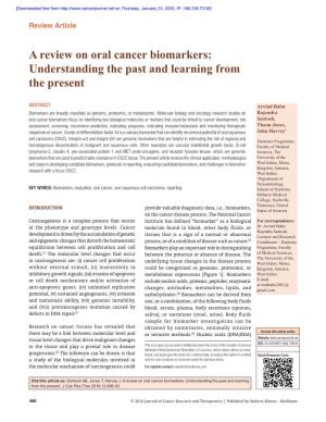 A Review on Oral Cancer Biomarkers: Understanding the Past and Learning from the Present