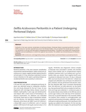 Delftia Acidovorans Peritonitis in a Patient Undergoing Peritoneal Dialysis