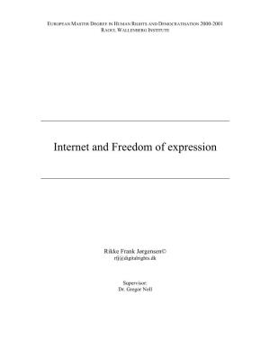 Internet and Freedom of Expression