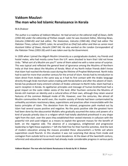 Vakkom Maulavi- the Man Who Led Islamic Renaissance in Kerala