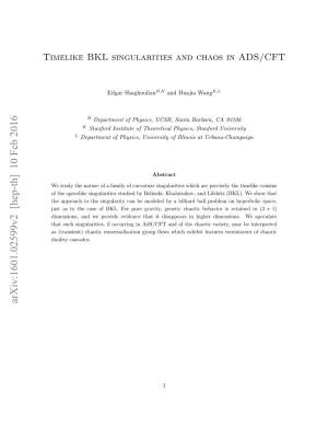Timelike BKL Singularities and Chaos in ADS/CFT