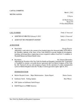 New York City Health and Hospitals Corporation (The “Corporation” Or “Landlord”) to Execute a Revocable License Agreement with Con Edison Company of New York, Inc