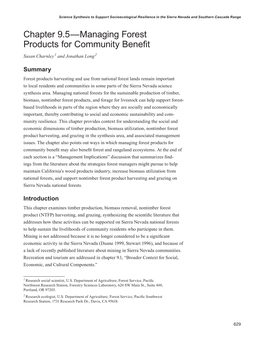 Chapter 9.5—Managing Forest Products for Community Benefit Susan Charnley 1 and Jonathan Long2