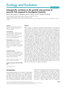 Intraspecific Variation in the Growth and Survival of Juvenile Fish Exposed to Eucalyptus Leachate