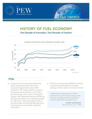 HISTORY of FUEL ECONOMY One Decade of Innovation, Two Decades of Inaction