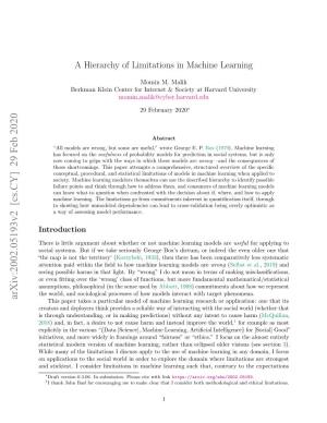 A Hierarchy of Limitations in Machine Learning