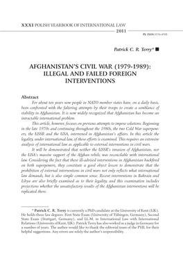 Afghanistan's Civil War (1979-1989): Illegal And