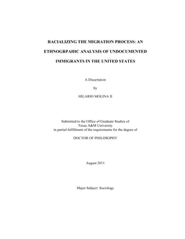 Racializing the Migration Process: an Ethnogrpahic Analysis Of