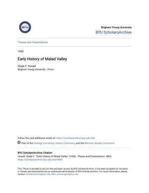 Early History of Malad Valley