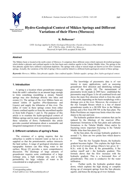 Hydro-Geological Context of Mikkes Springs and Different Variations Of