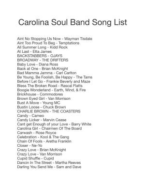 Carolina Soul Band Song List