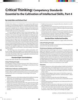 Critical Thinking: Competency Standards Essential to the Cultivation of Intellectual Skills, Part 4