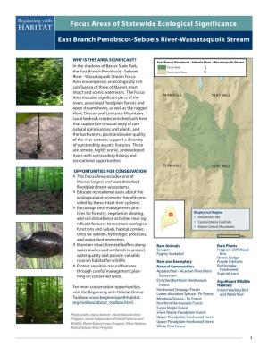 Focus Areas of Statewide Ecological Significance East Branch