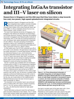 Integrating Ingaas Transistor and III–V Laser on Silicon