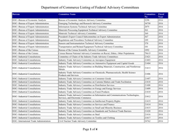 Department of Commerce Listing of Federal Advisory Committees