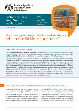 How Can Agricultural Policies and Strategies Help to End Child Labour in Agriculture?
