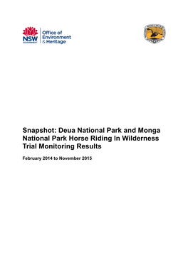 Snapshot: Deua National Park and Monga National Park Horse Riding in Wilderness Trial Monitoring Results