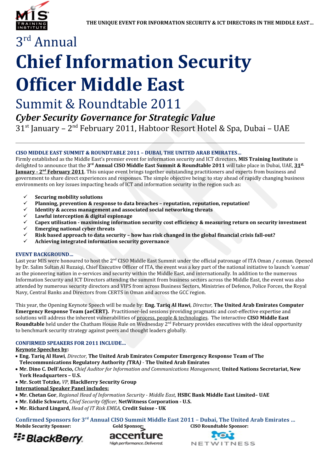 Chief Information Security Officer Middle East