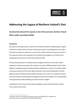 Addressing the Legacy of Northern Ireland's Past